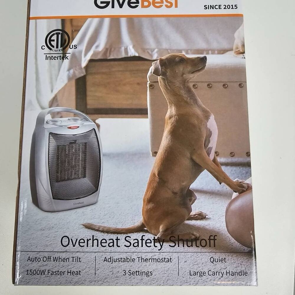 Portable Electric Space Heater 1500W Silver. NEW but box is opened.
